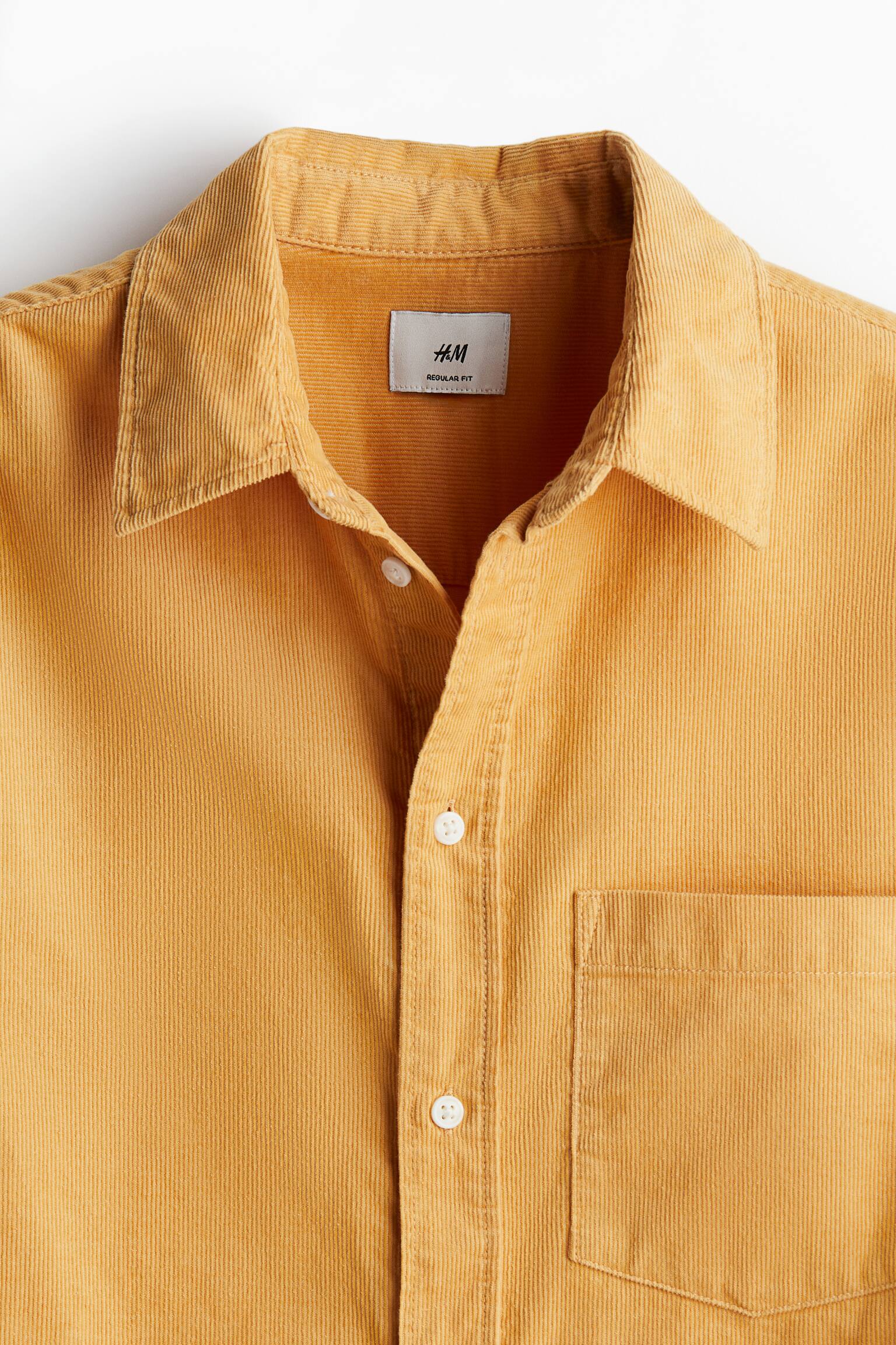 Regular Fit Corduroy shirt - Yellow/Burgundy/Dark brown/Navy blue/Light beige/Black/White/Forest green/Dark khaki green - 8