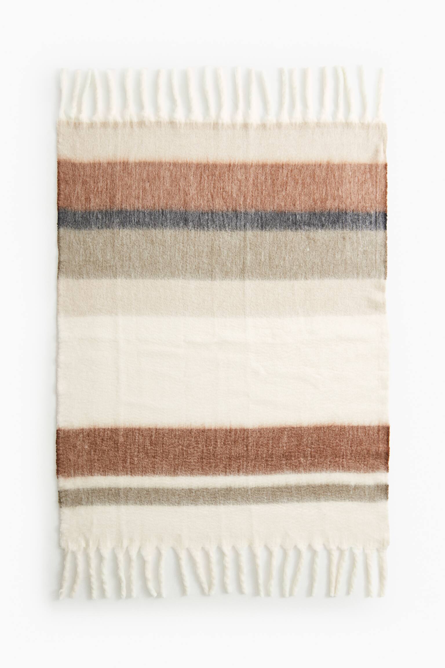 Patterned wool-blend blanket - Brown/Striped/Pink/Striped/Light beige/Leaf/Green/Striped/Light brown/Striped/Blue/Patterned - 3