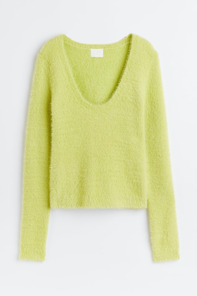 Fluffy-knit jumper - Light green/White - 2