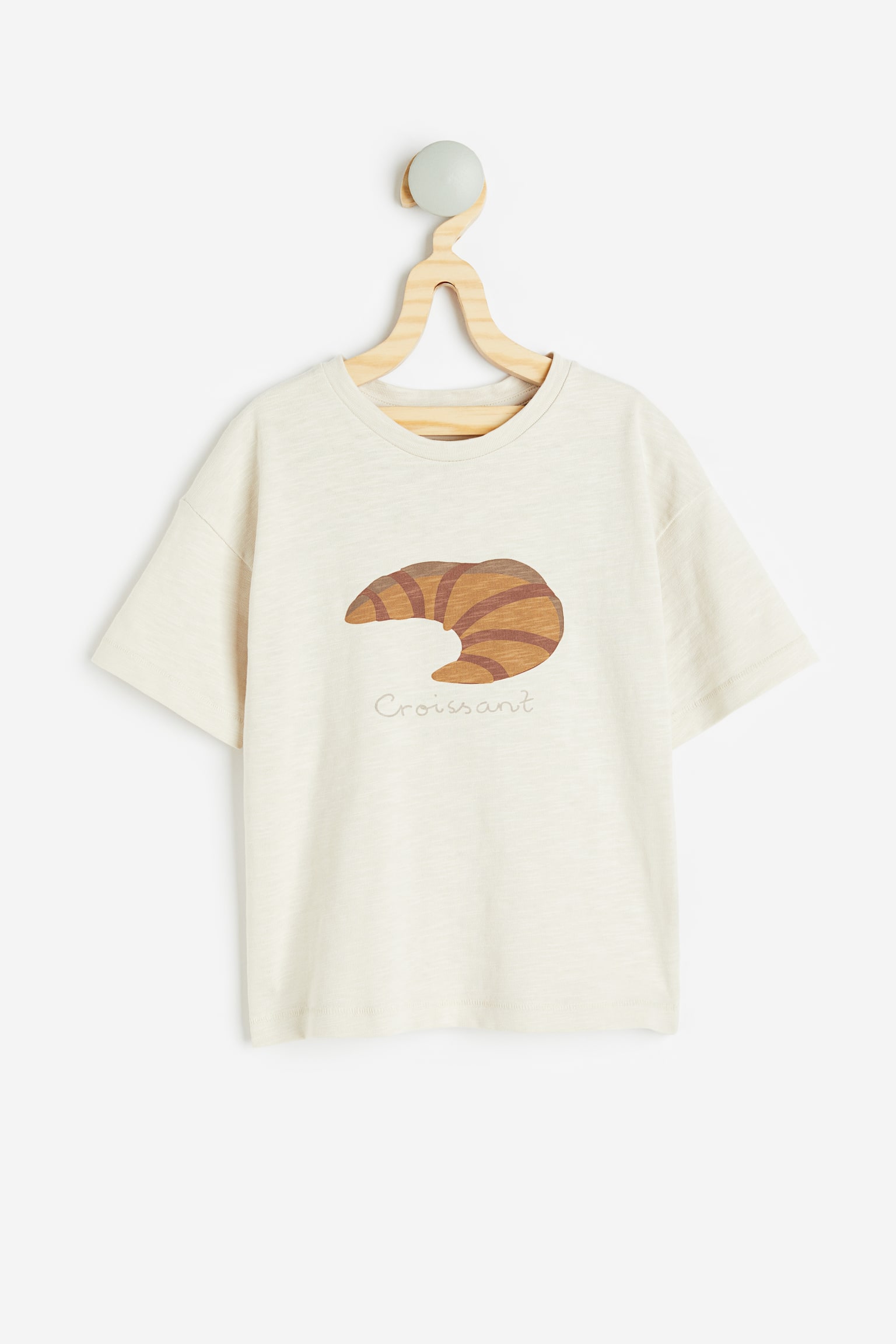 Oversized Cotton Tee - Light beige marle/Croissant - 1