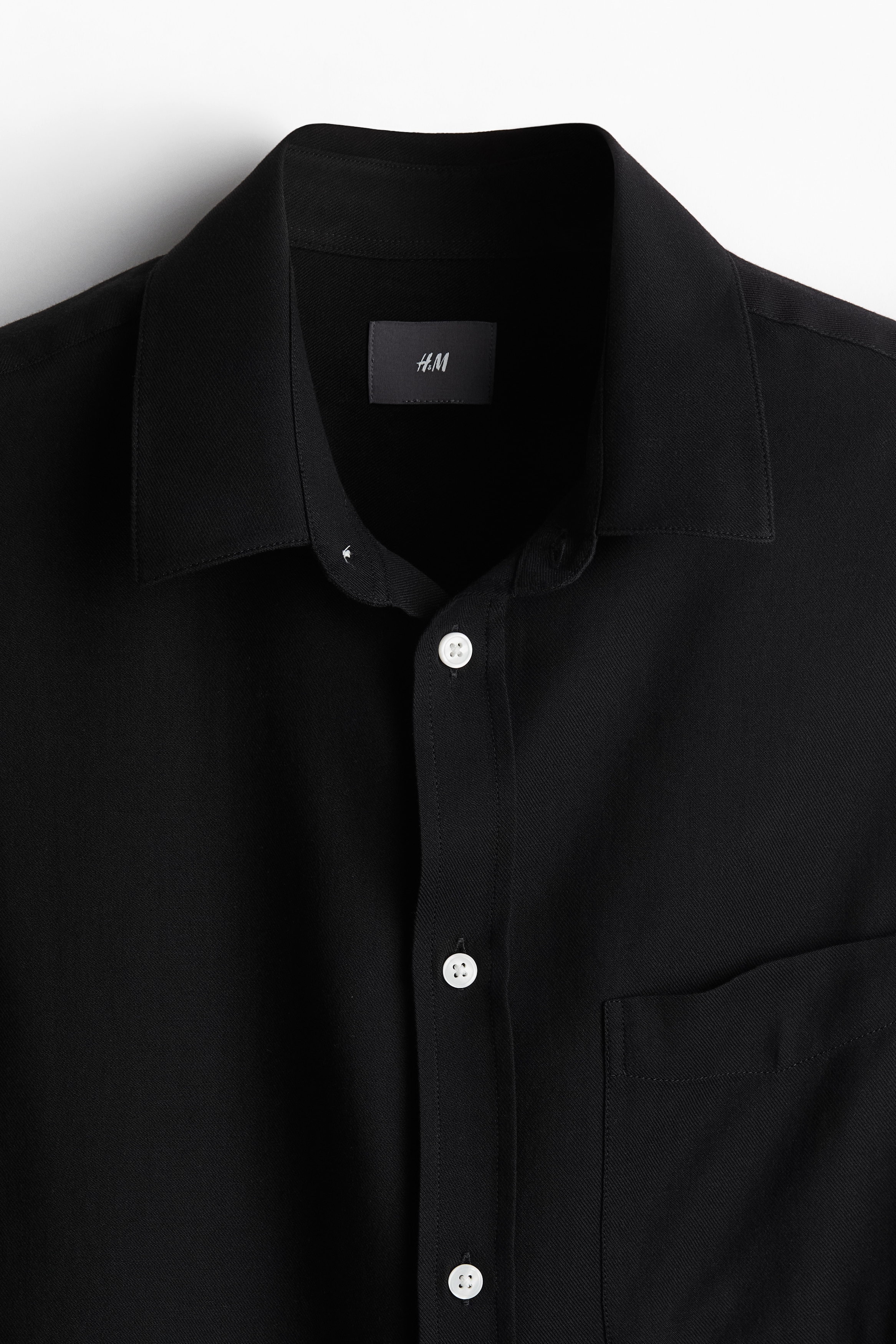 Regular Fit Lyocell-Blend Shirt - Black - Men | H&M US
