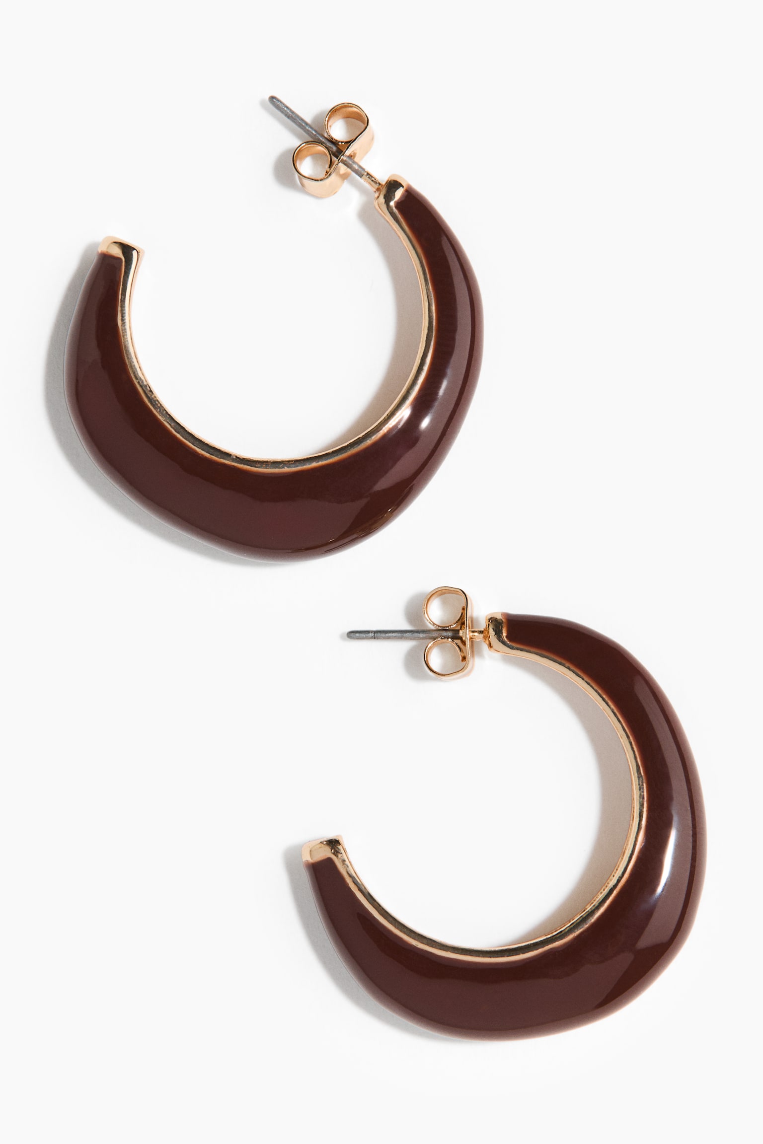 Женские украшения H&M Two-Tone Hoop Earrings, цвет: Золотой / Бордовый — фото 3