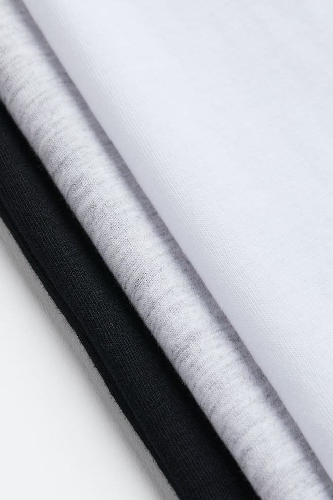 3-pack cotton T-shirts - White/Black/Grey marl/Purple/Grey/Grey/Dusky pink/Grey/Powder pink/dc - 4