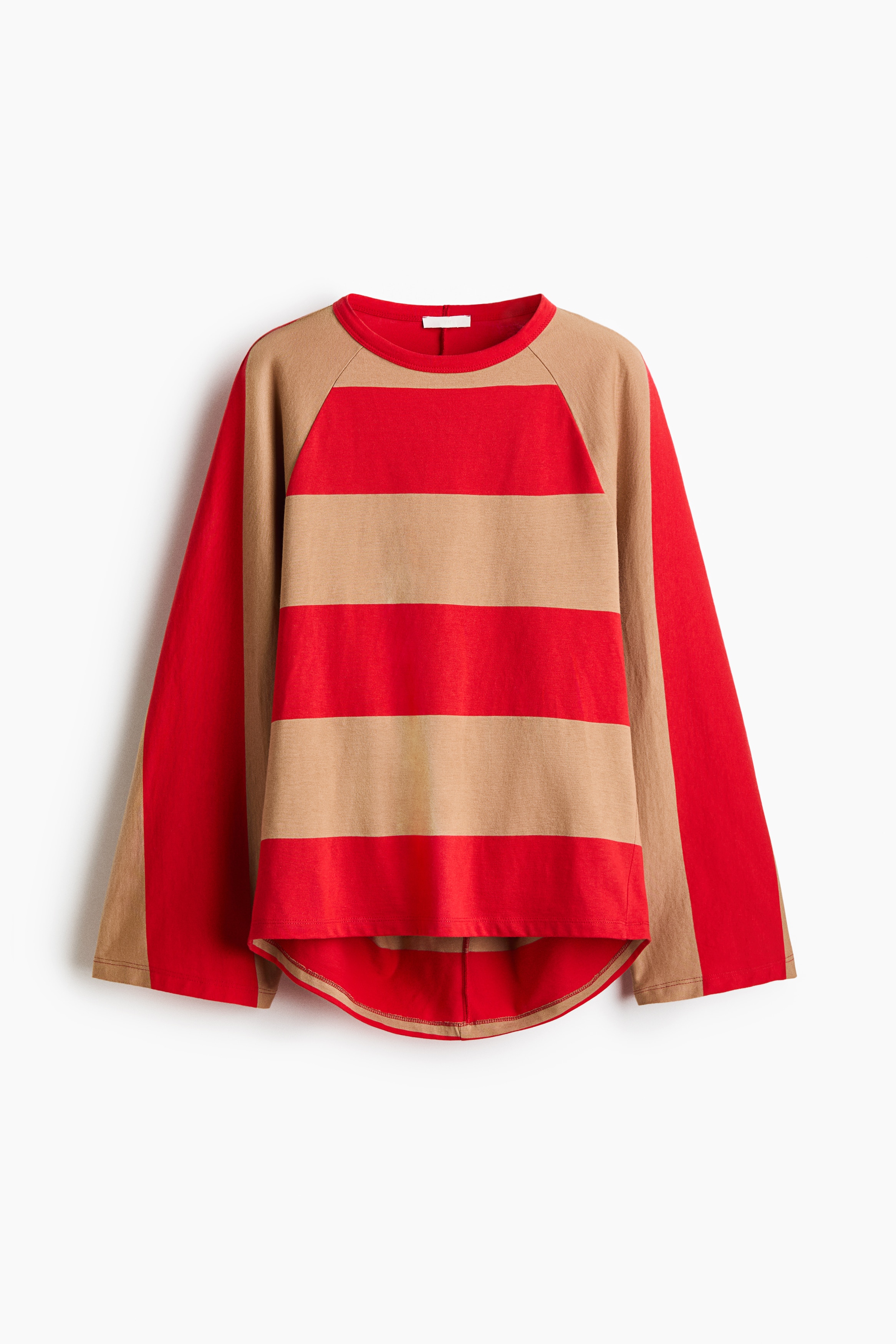 Camisola com mangas morcego de corte raglan - Vermelho/Riscas/Azul/Riscas