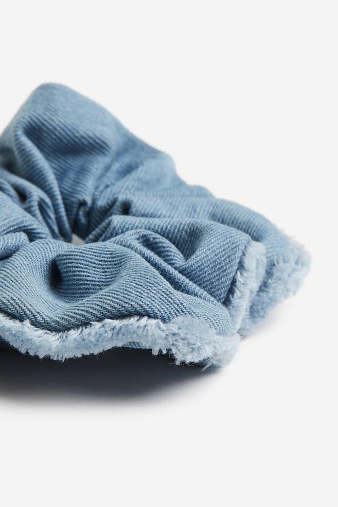 Frayed-edge scrunchie - Denim blue - 3