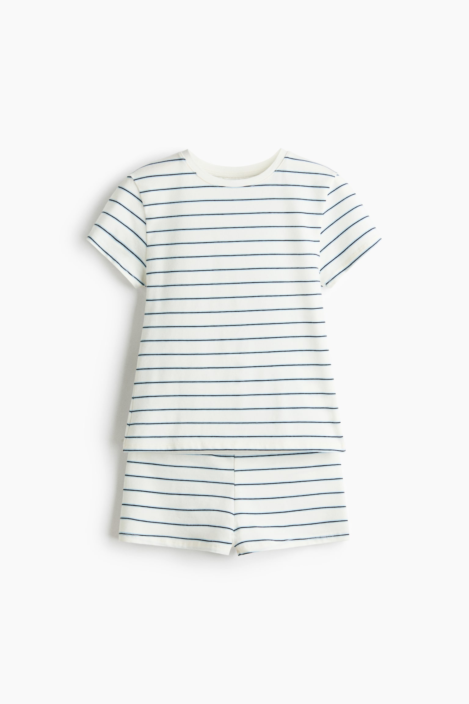 Piżama z bawełnianego dżerseju - Cream/Striped/Light pink