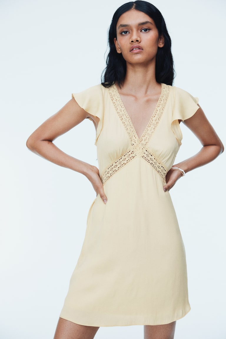 Women's Light yellow Lace-Detail Dress | H&M PH Women's Light yellow Lace-Detail Dress | H&M PH