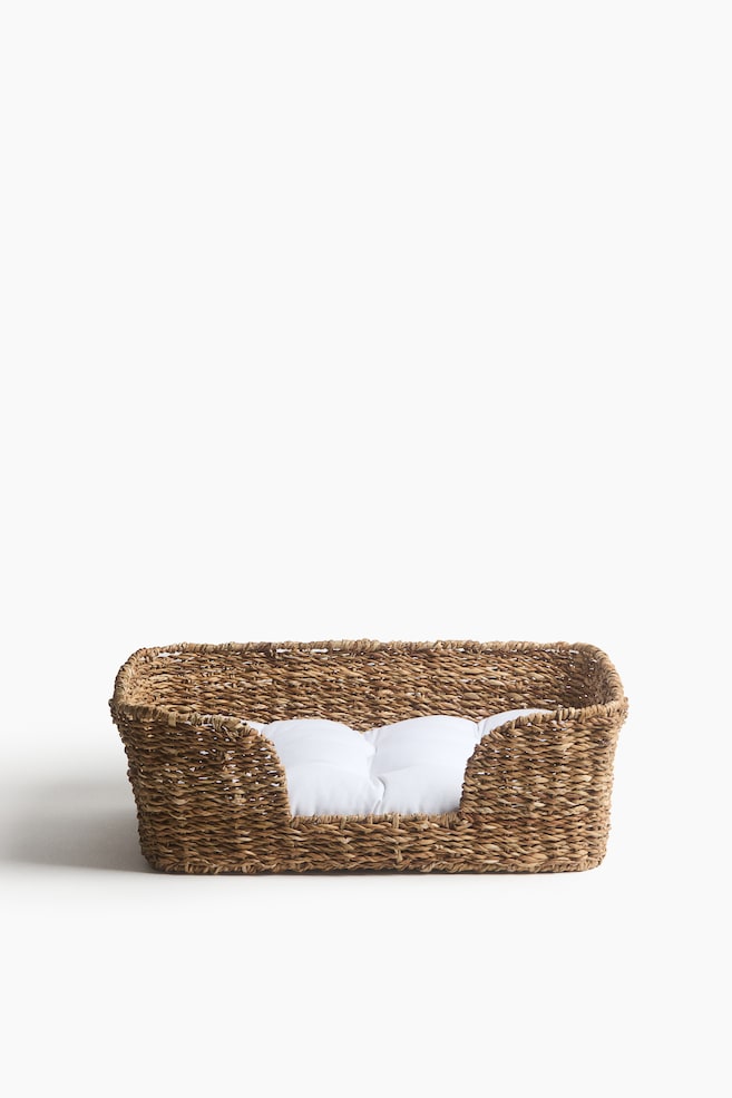 Cama pequeña de junco para mascota - Beige oscuro/Blanco - 1
