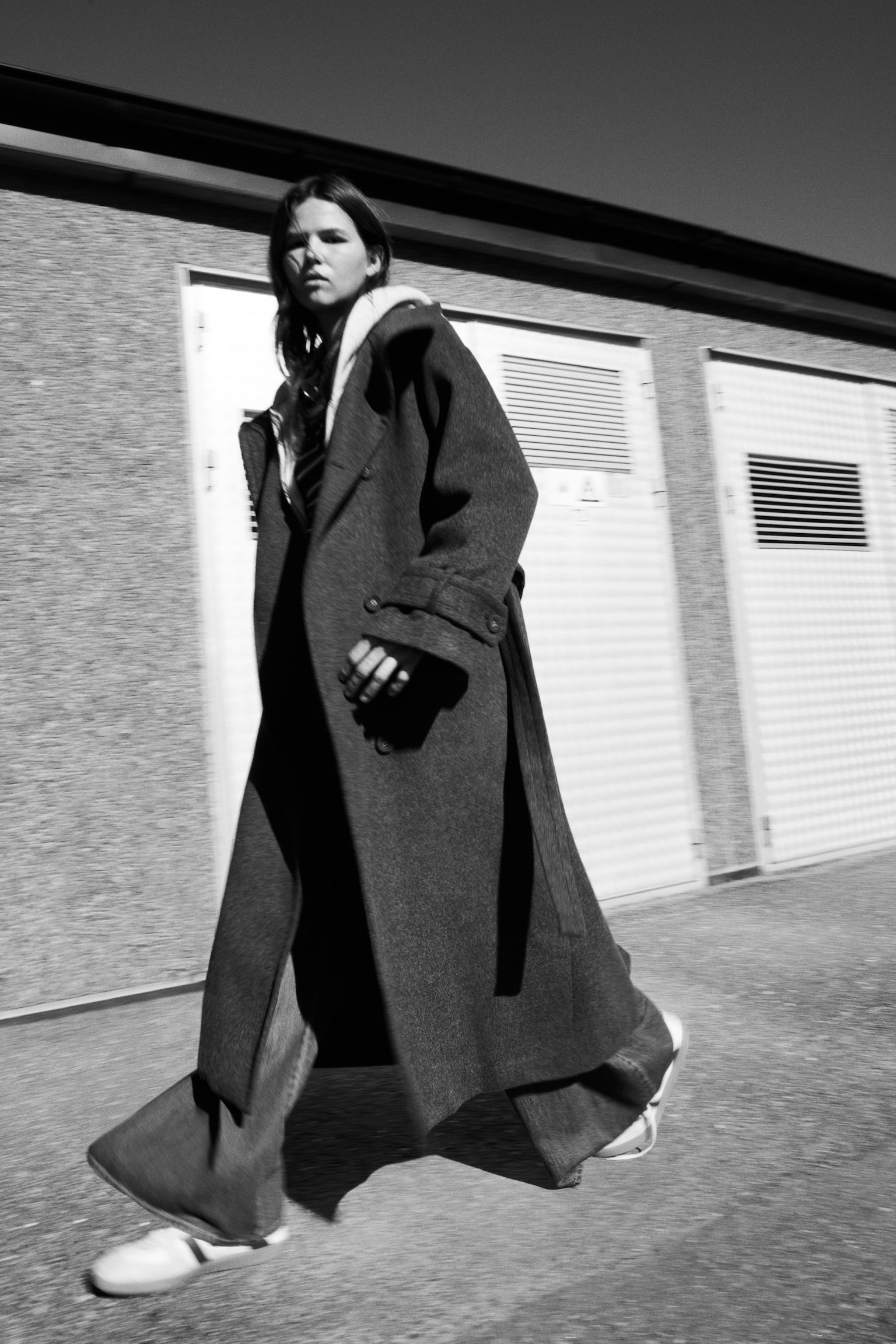 Женское пальто H&M Funnel-Collar Maxi, цвет: Тёмный серый меланжевый — фото 5