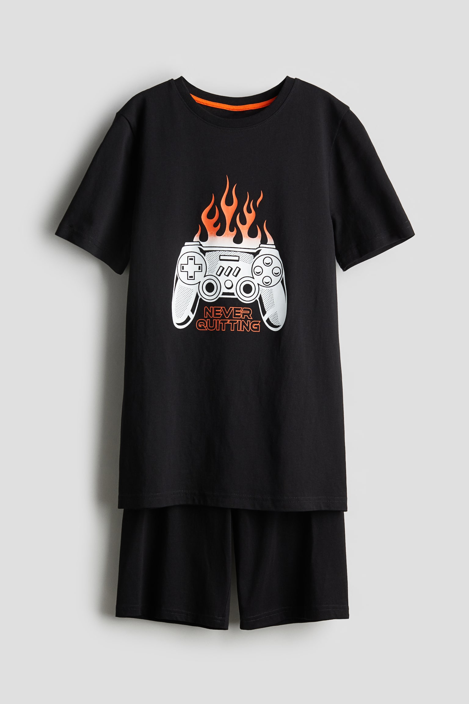 Cotton jersey pyjamas - Black/Game controller - 1