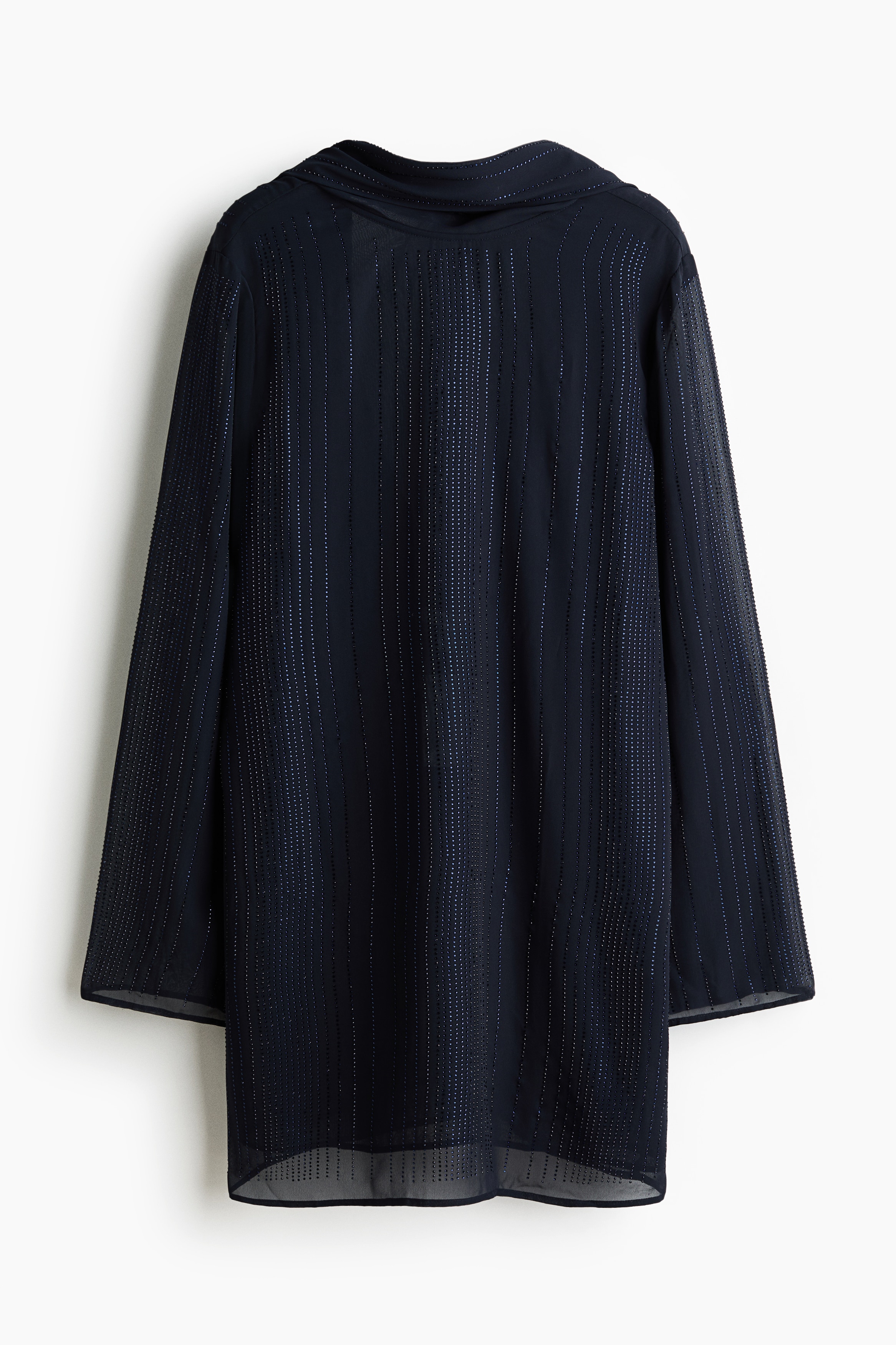 H & M - Verziertes Kleid mit Wasserfallausschnitt - Blau - Damen