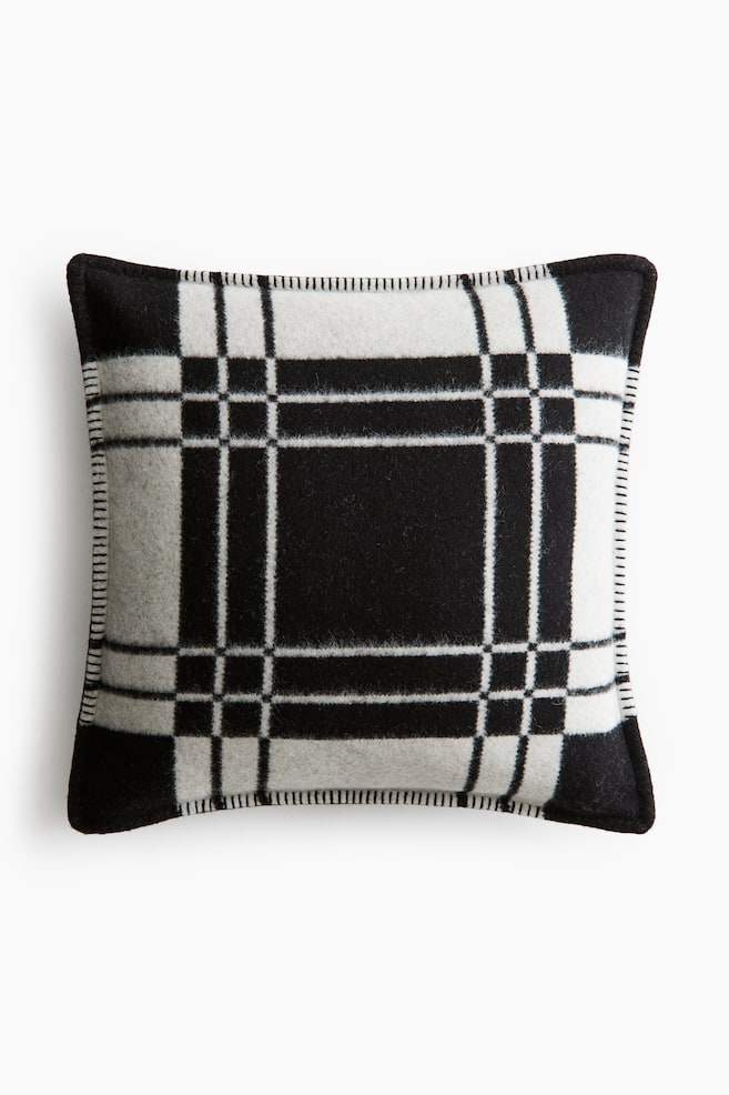 Wool-Blend Cushion Cover - Black/checked/Taupe/checked/Dark plum red/checked - 1