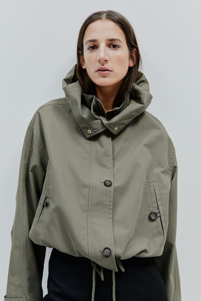 Water-repellent hooded jacket - Khaki green - 6