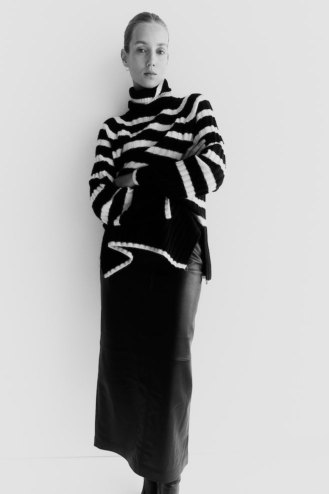 MAMA Polo-neck jumper - Black/Striped/Cream/Striped - 3