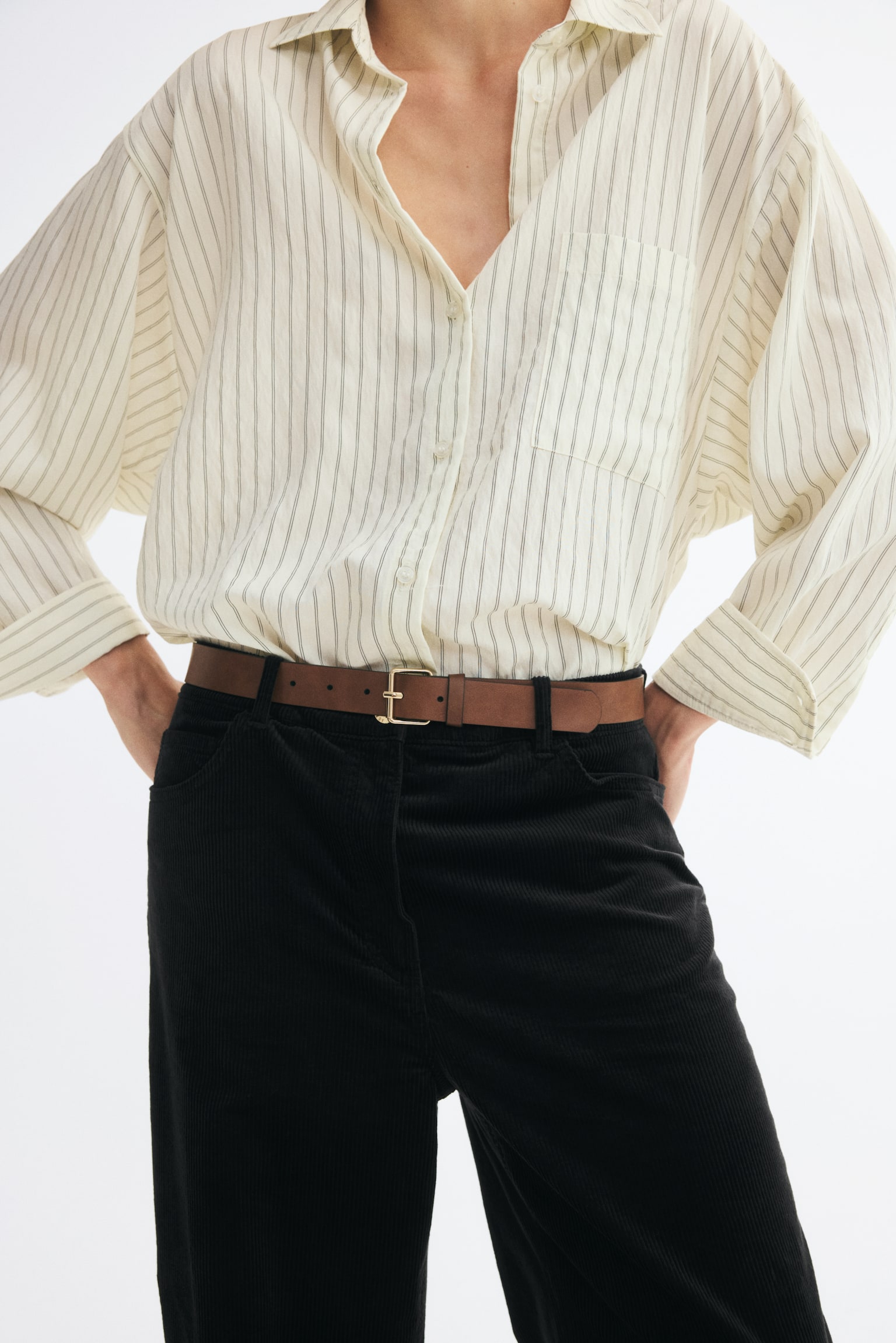 Брюки H&M Cotton Corduroy, цвет: Чёрный — фото 3