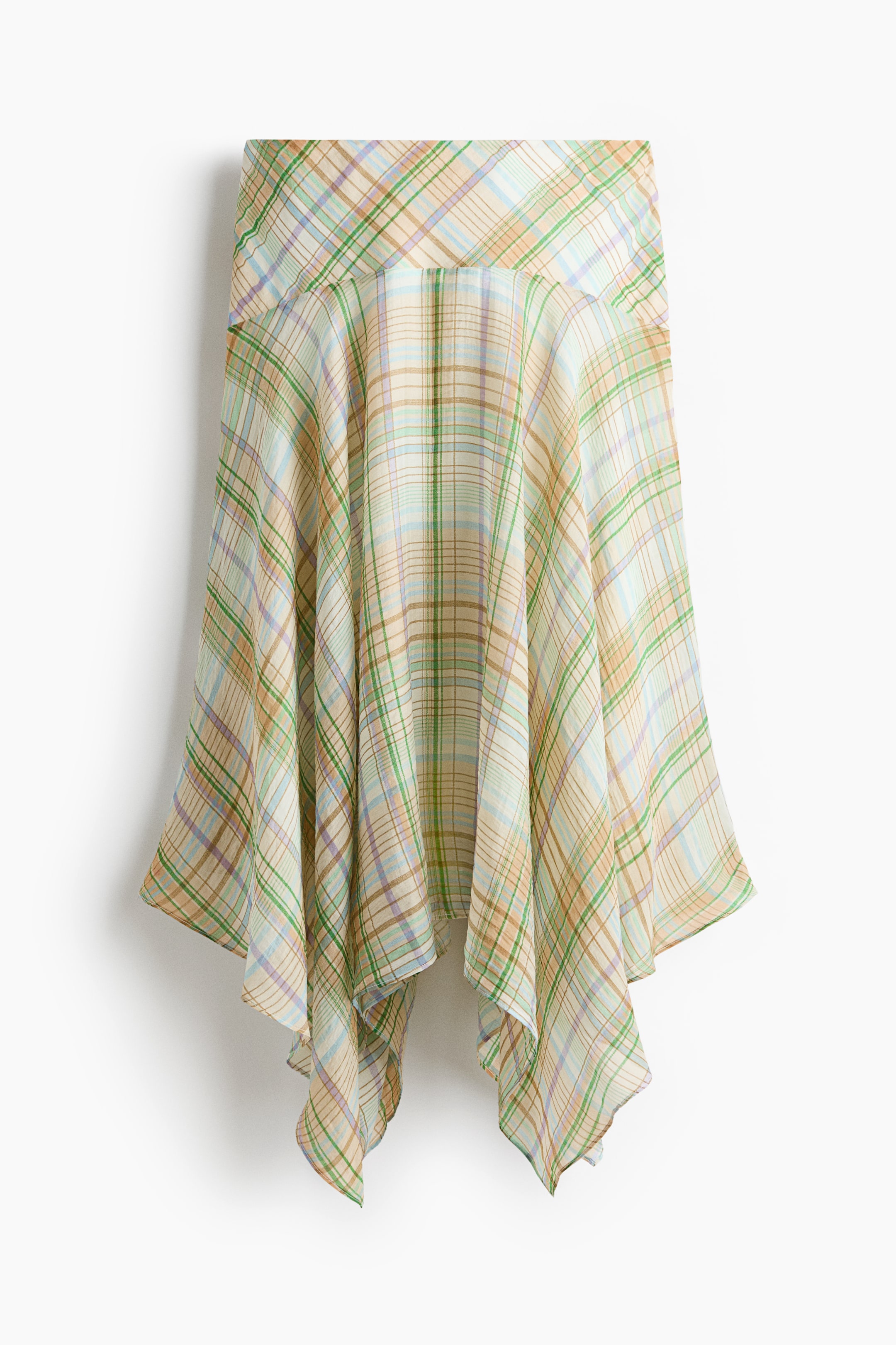 Grotere afbeelding bekijken: Asymmetrische rok van lyocellmix - Groen/geruit - DAMES | H&M BE 1