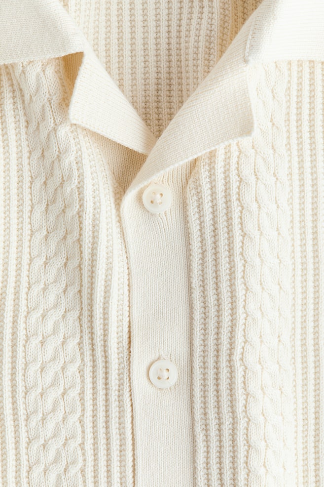 Cămașă casual tricotată texturat - Crem - 5