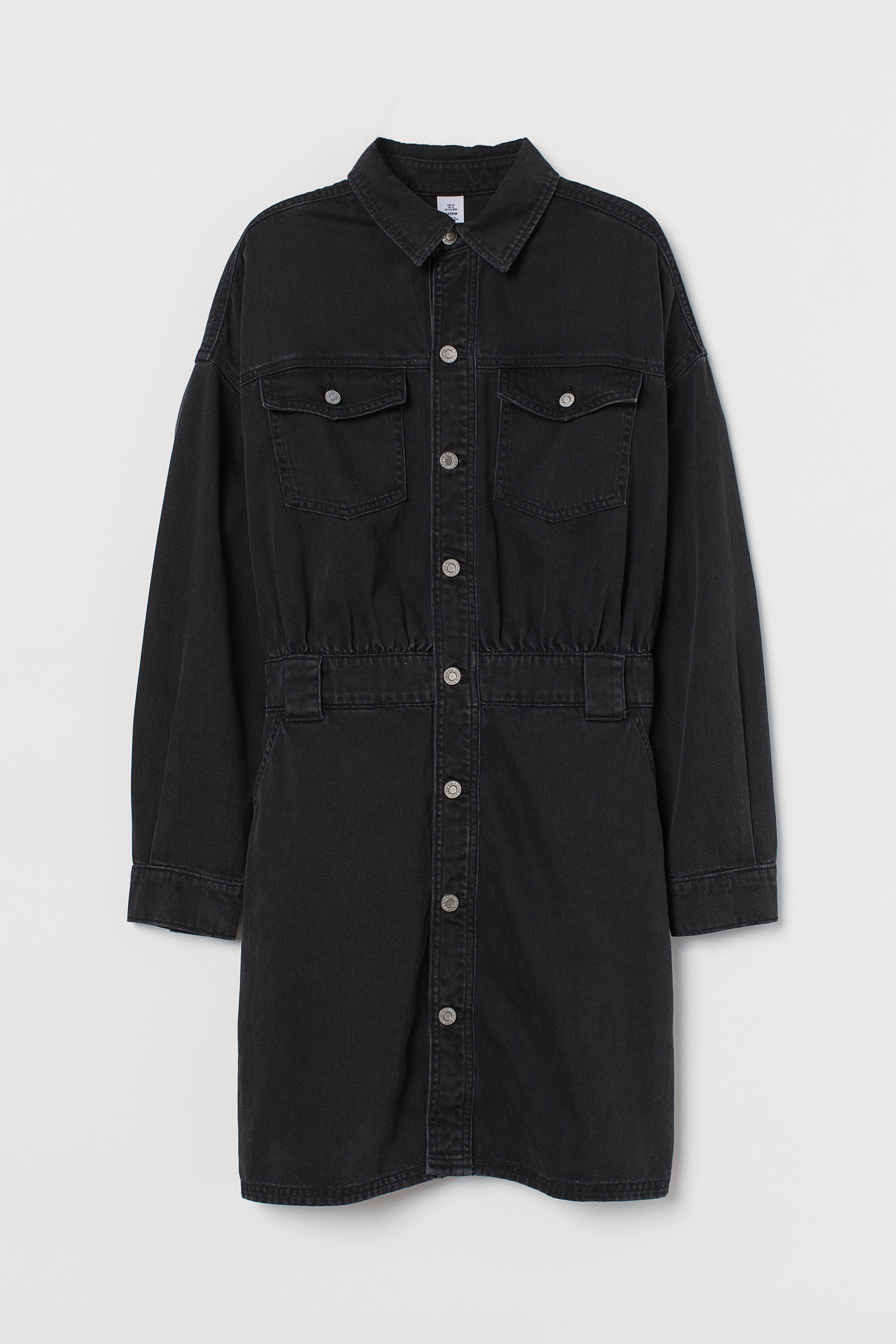 H&m denim dress black best sale