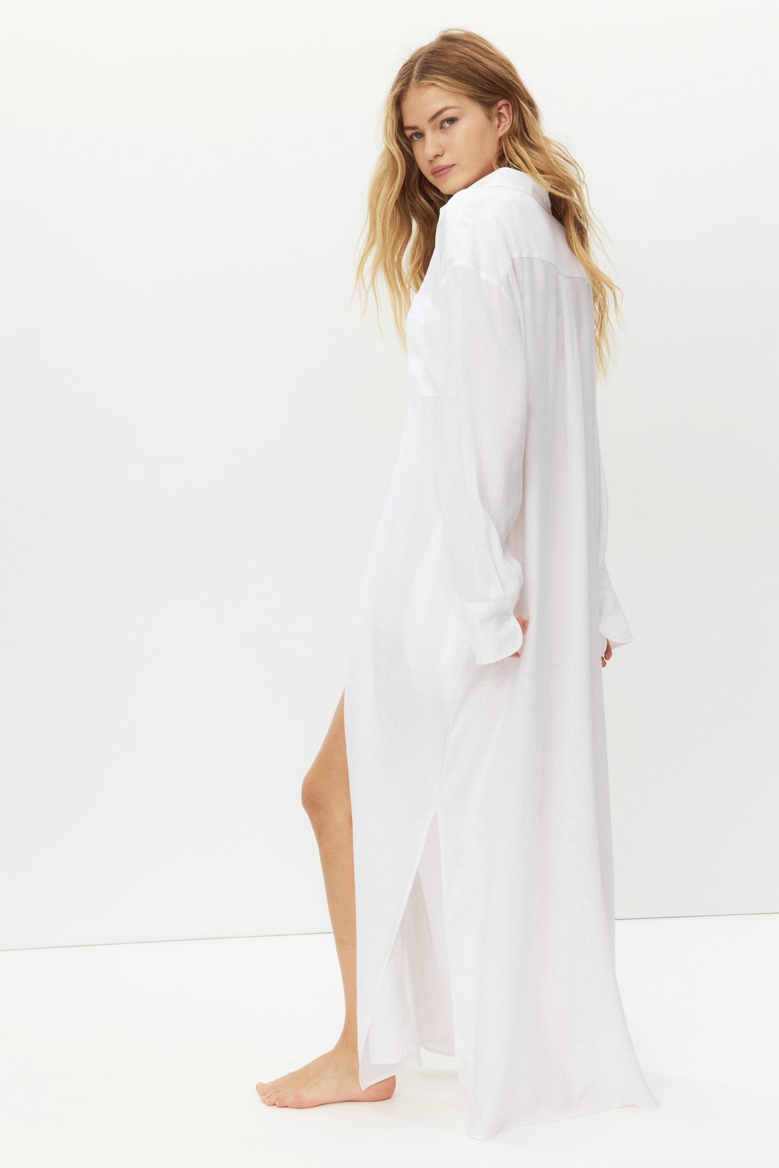 Linen-blend shirt dress - 3