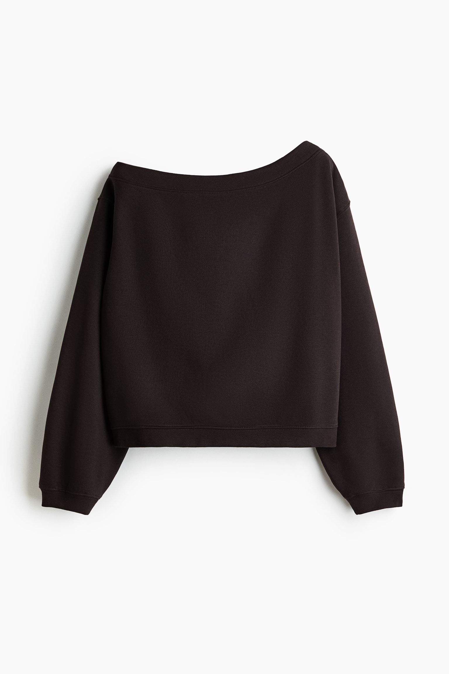 One-shoulder sweatshirt - Dark brown/Light grey marl - 2