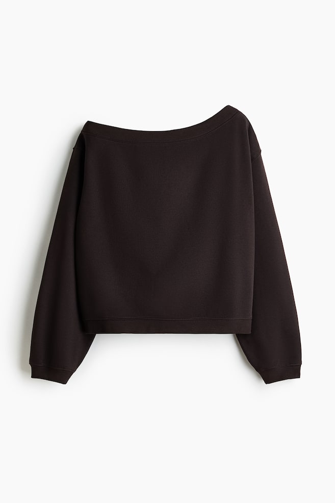 Sudadera de un hombro - Marrón oscuro - 1