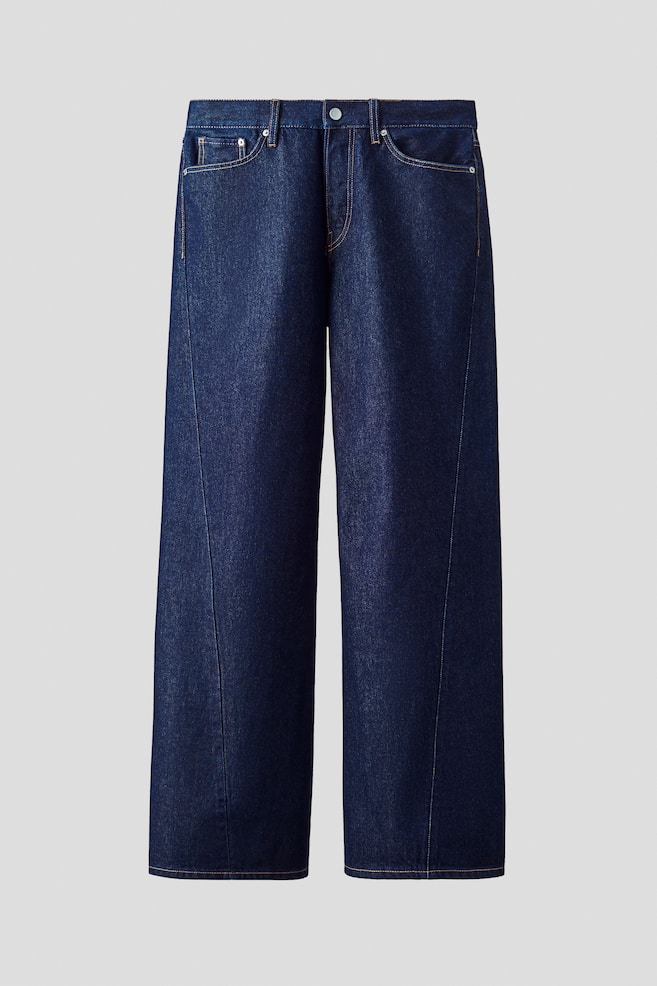 Loose-Fit Twisted Jeans - Dark denim blue/White/Black - 1
