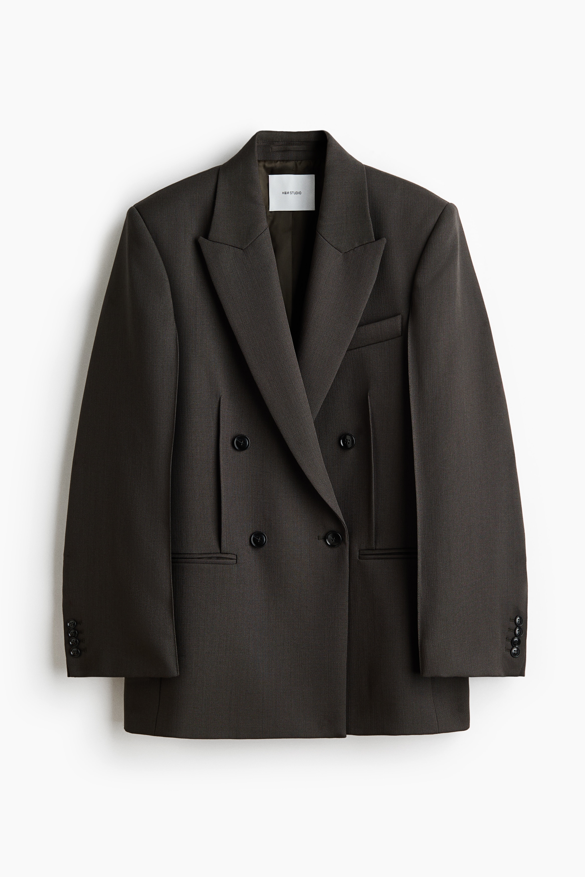 Double Breasted Wool Blazer - Dark mole