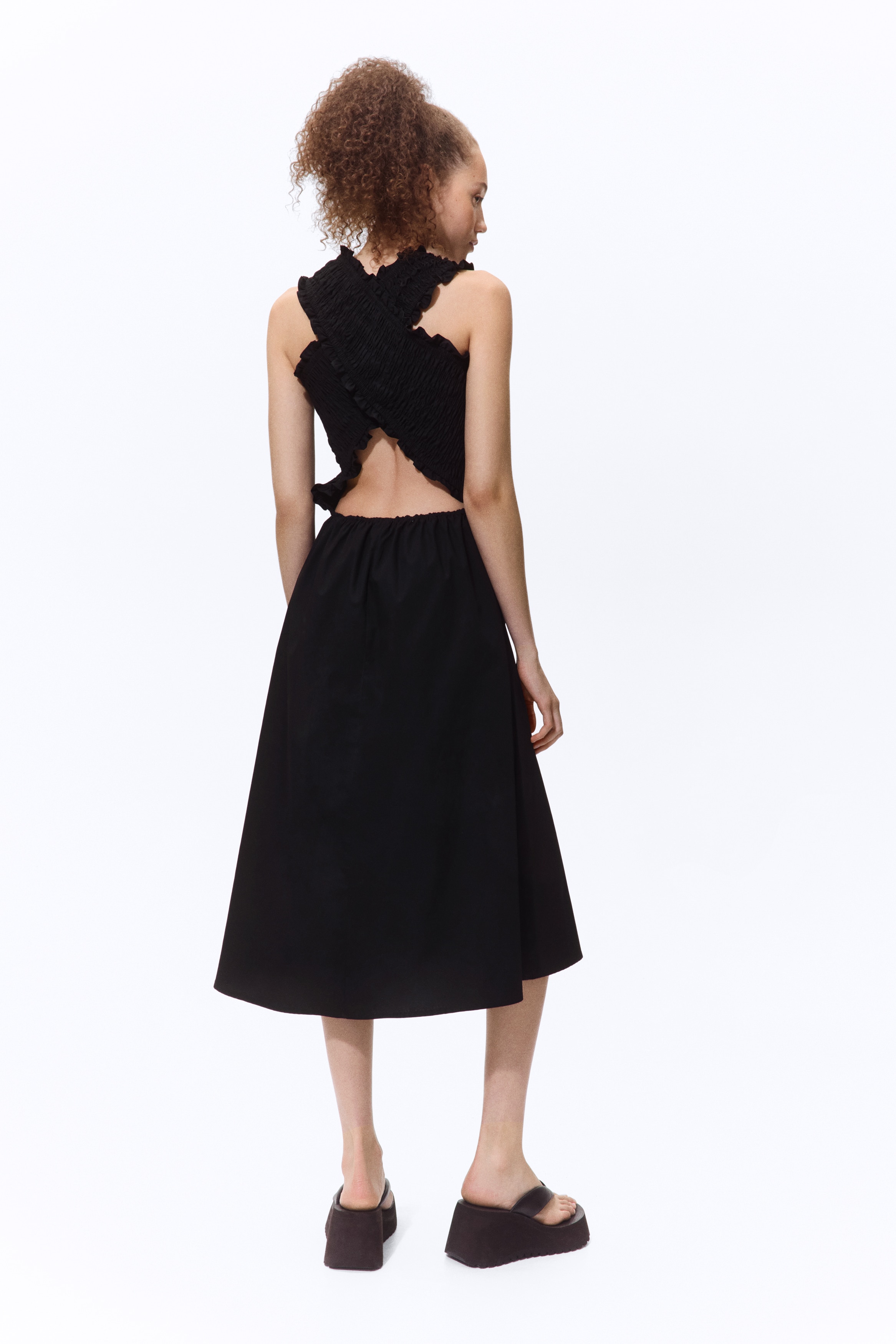 h&m cotton poplin dress Women's Navy blue Cotton Poplin Shirt Dress