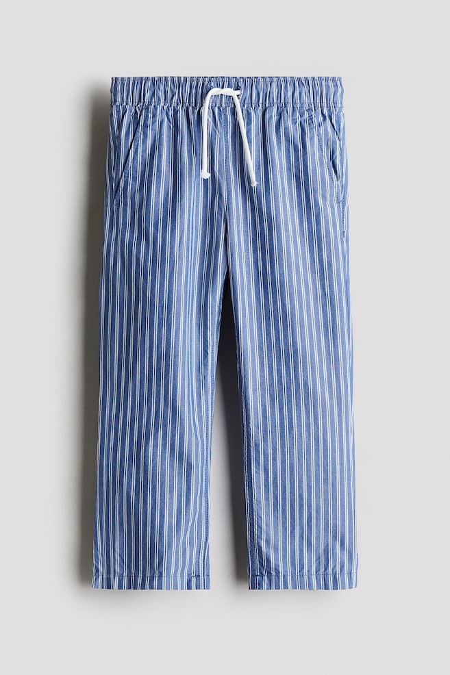 Hose aus Baumwollpopeline - Blau/Gestreift - 1