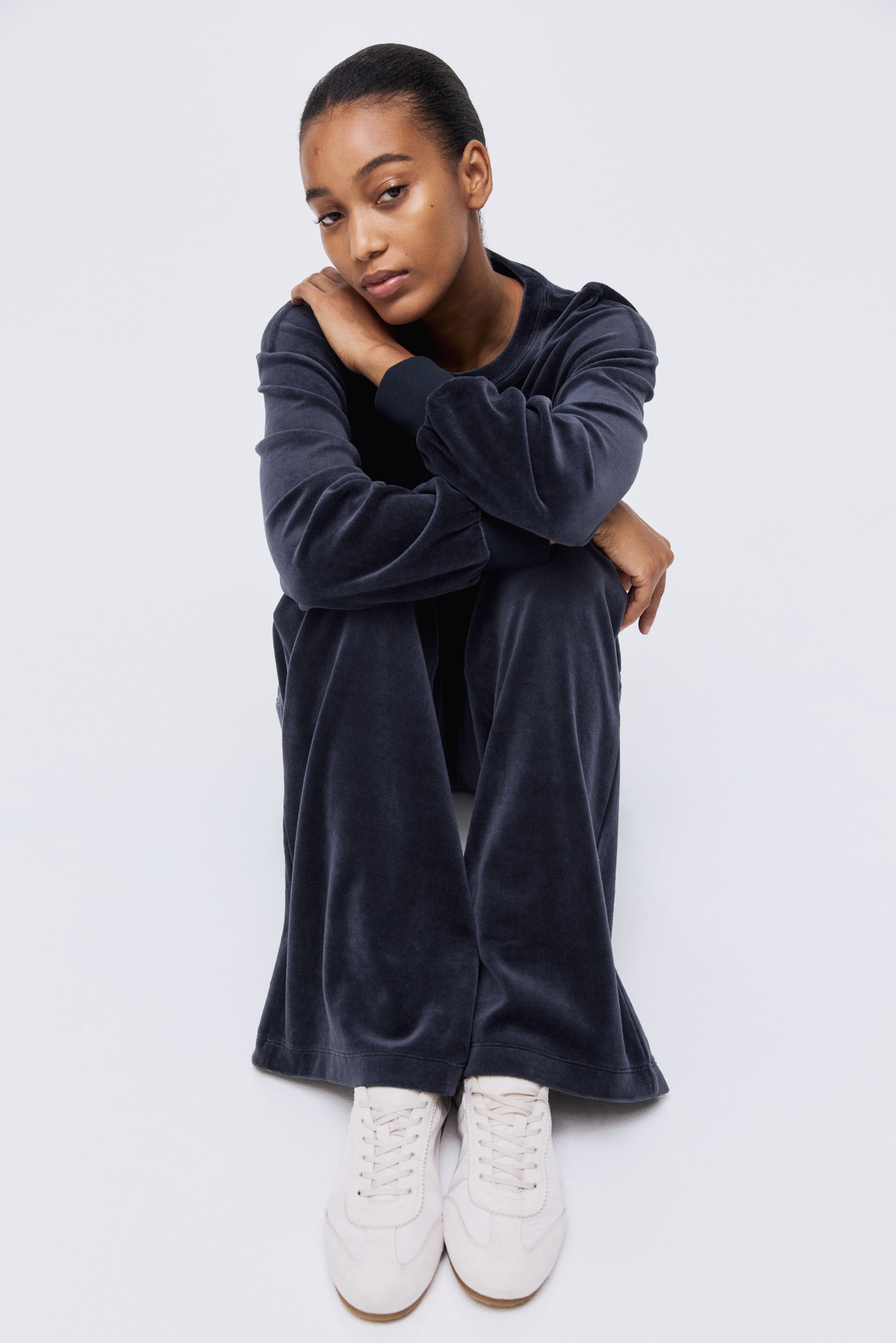 拡大画像を表示: ベロアパンツ - ネイビーブルー - レディース | H&M JP 3