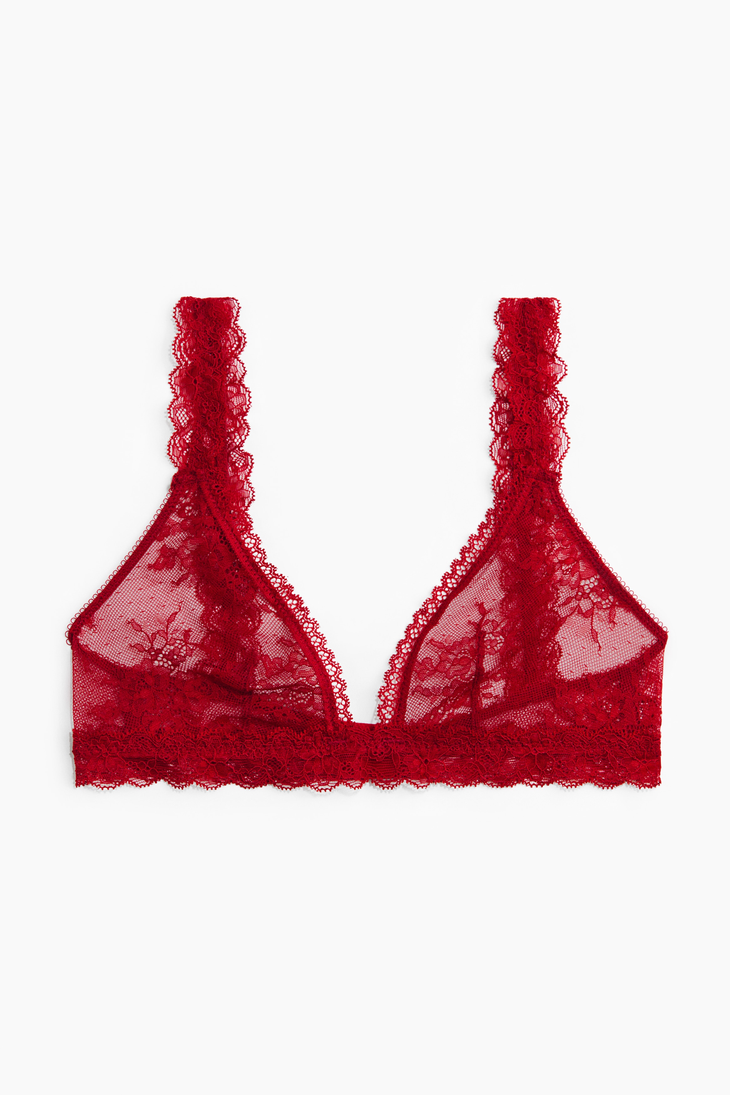 Miękki biustonosz koronkowy - Ciemnoczerwony/Czarny