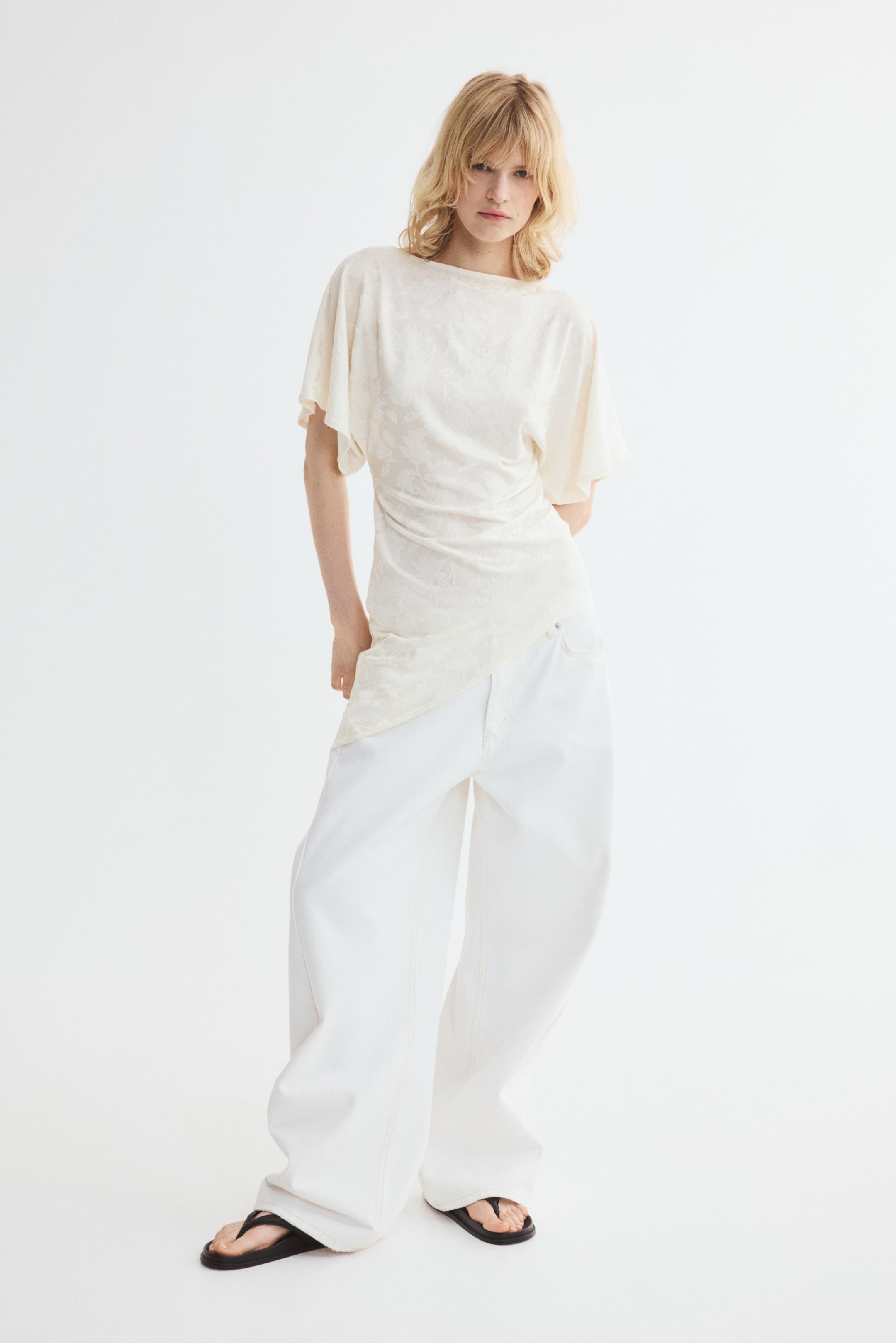 Asymmetric Jacquard-Jersey Top