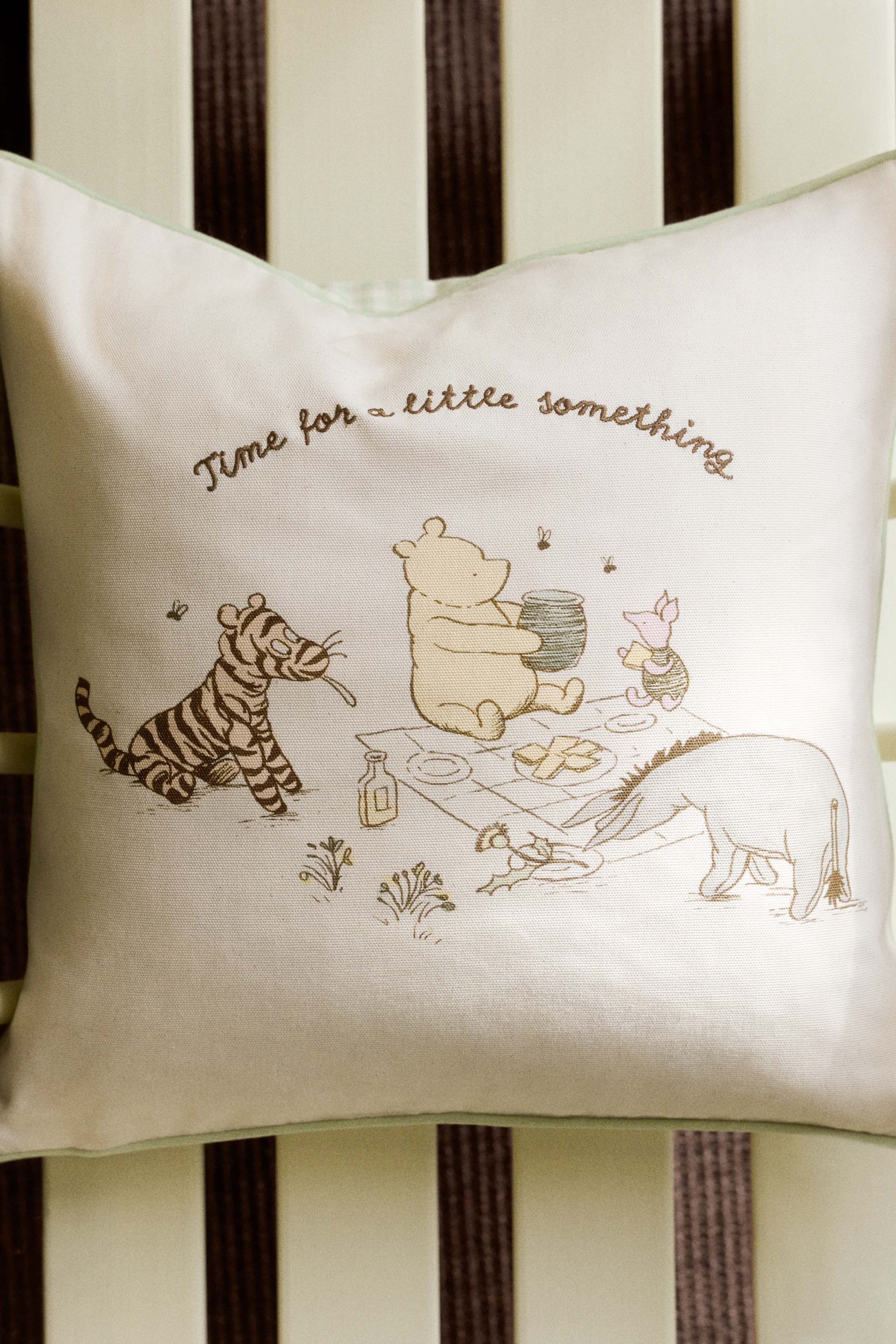 Housse de coussin en toile à motif imprimé - Vert clair/Winnie l'ourson/Bleu clair/Winnie l'ourson