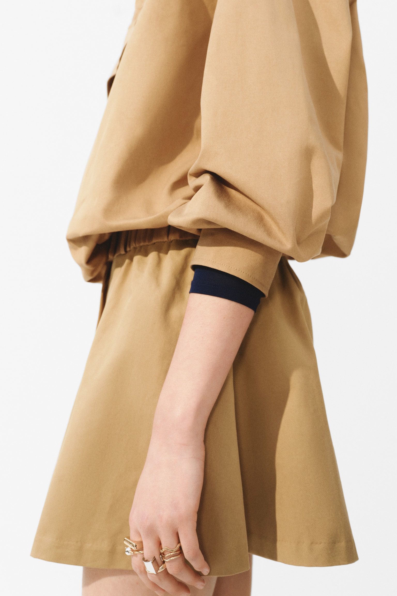 Flared mini skirt - Dark beige - 6