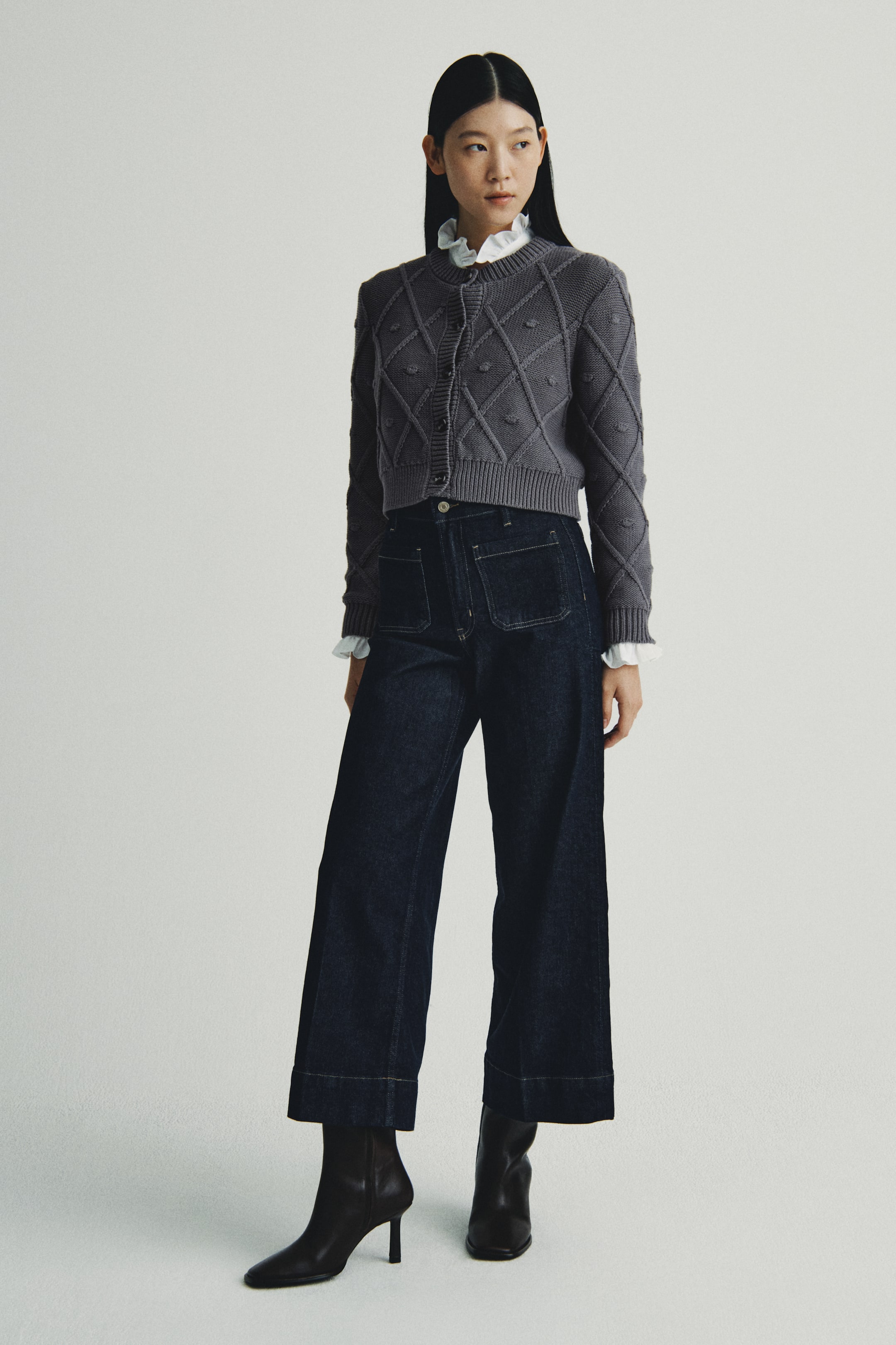 拡大画像を表示: ケーブルニットカーディガン - グレー - レディース | H&M JP 2