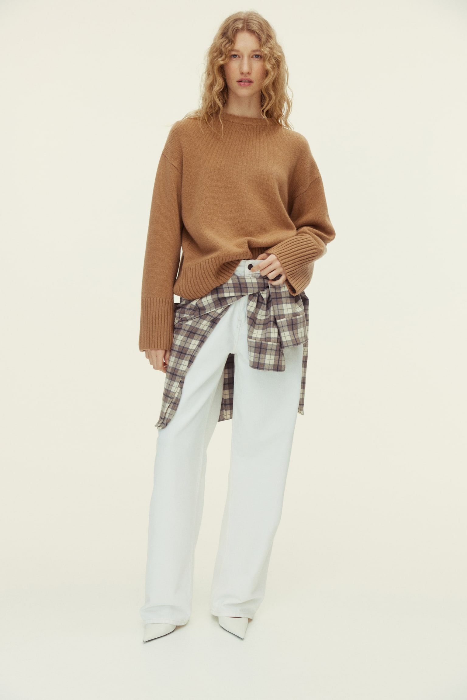 Cashmere-blend jumper - Dark beige/Navy blue/Cream/Burgundy - 4