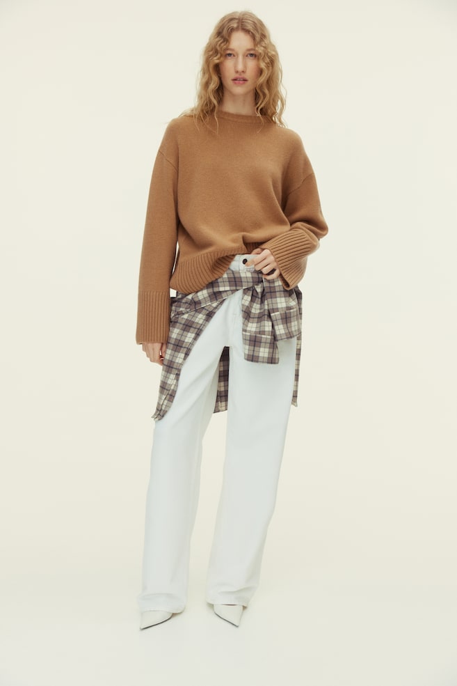 Cashmere-Blend Sweater-Dark beige - 4