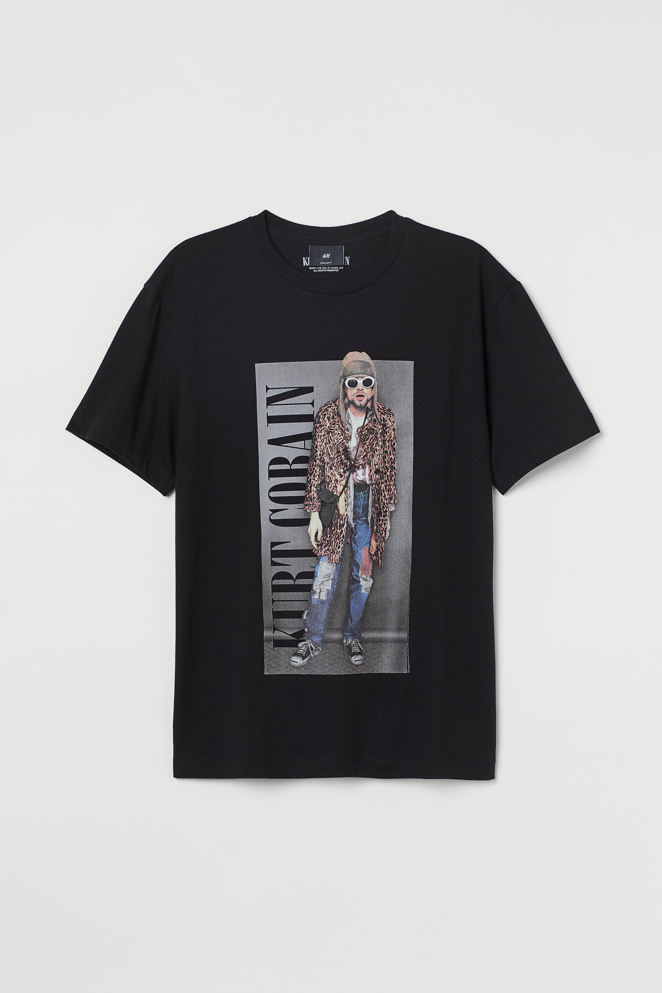 Regular Fit T-shirt - Round neck - Short sleeve - Black/Kurt Cobain ...