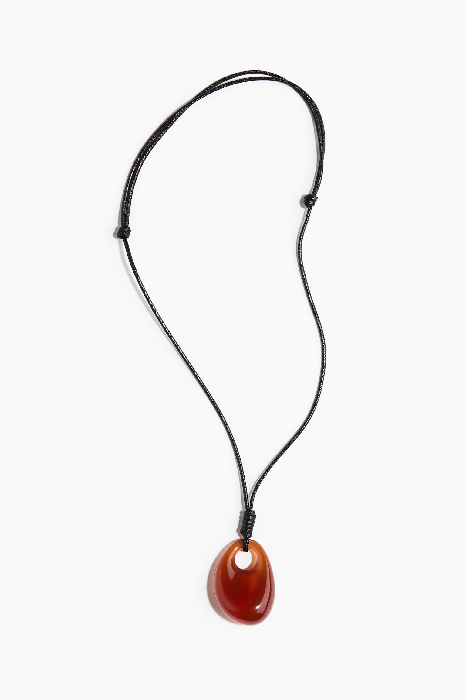 Sznurkowy naszyjnik z wisiorkiem - Brązowy/Ciemnozielony - 2