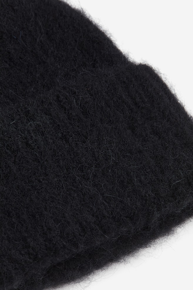 Bonnet en maille côtelée de laine mélangée - Noir/Crème/Gris - 2