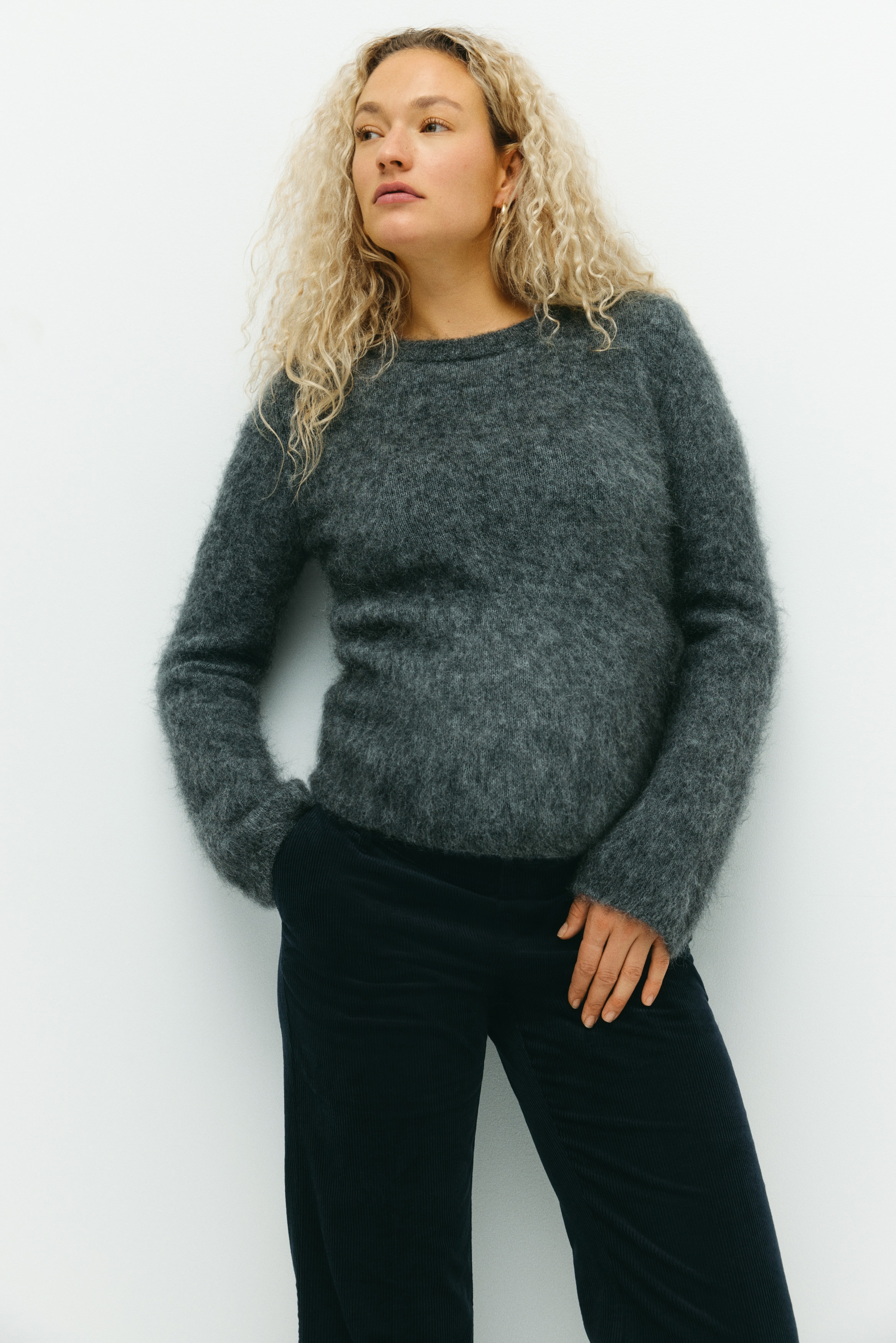 H&M MAMA - Navy blue MAMA Flared corduroy trousers - Size: XXL  - H&M