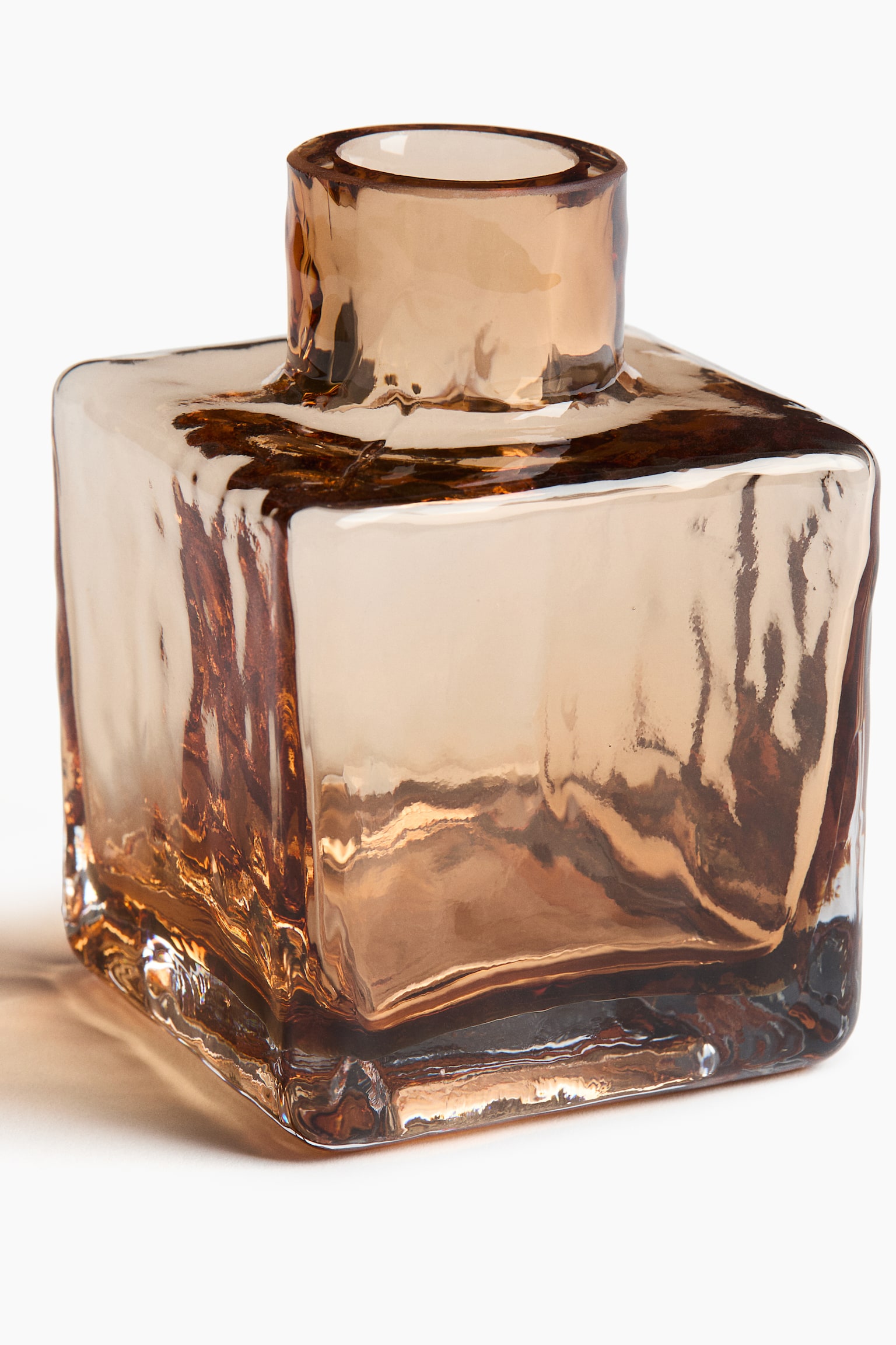 אגרטל זכוכית קטן עם טקסטורה - חום בהיר/שקוף - 2