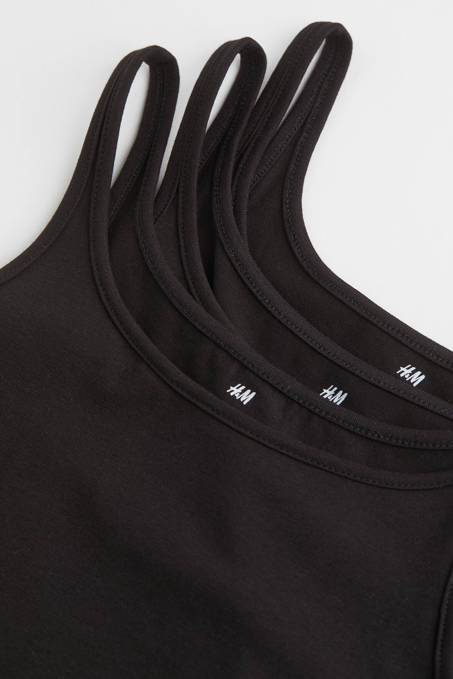 3-pack jersey vest tops - Black - 2