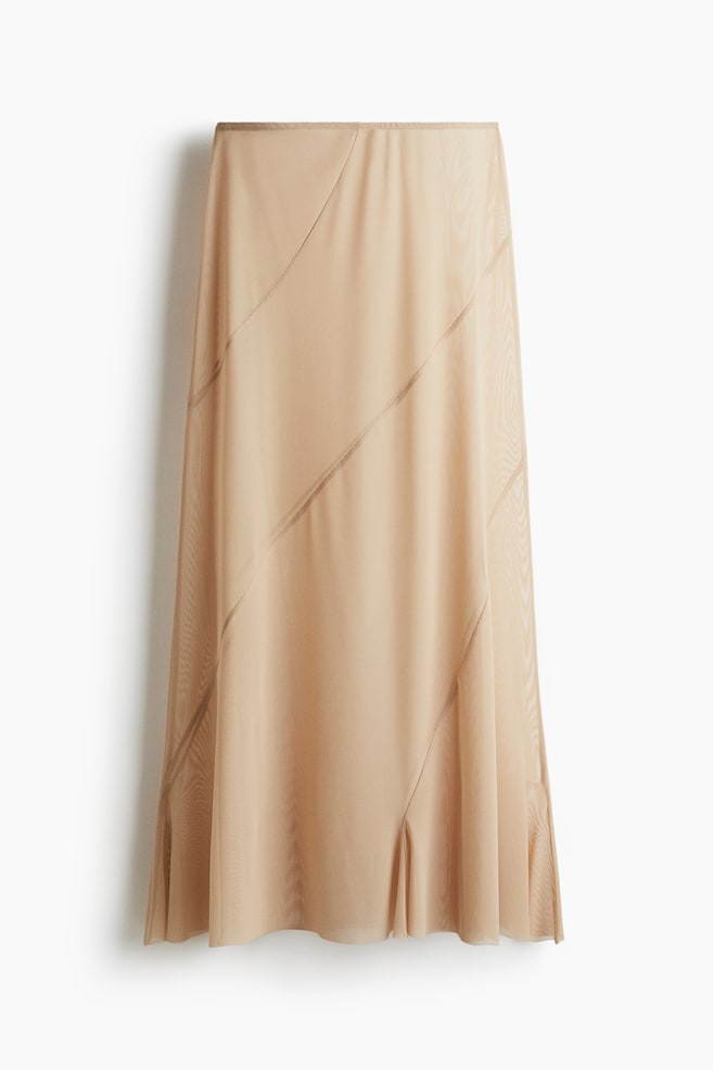 Long mesh skirt - Beige - 1