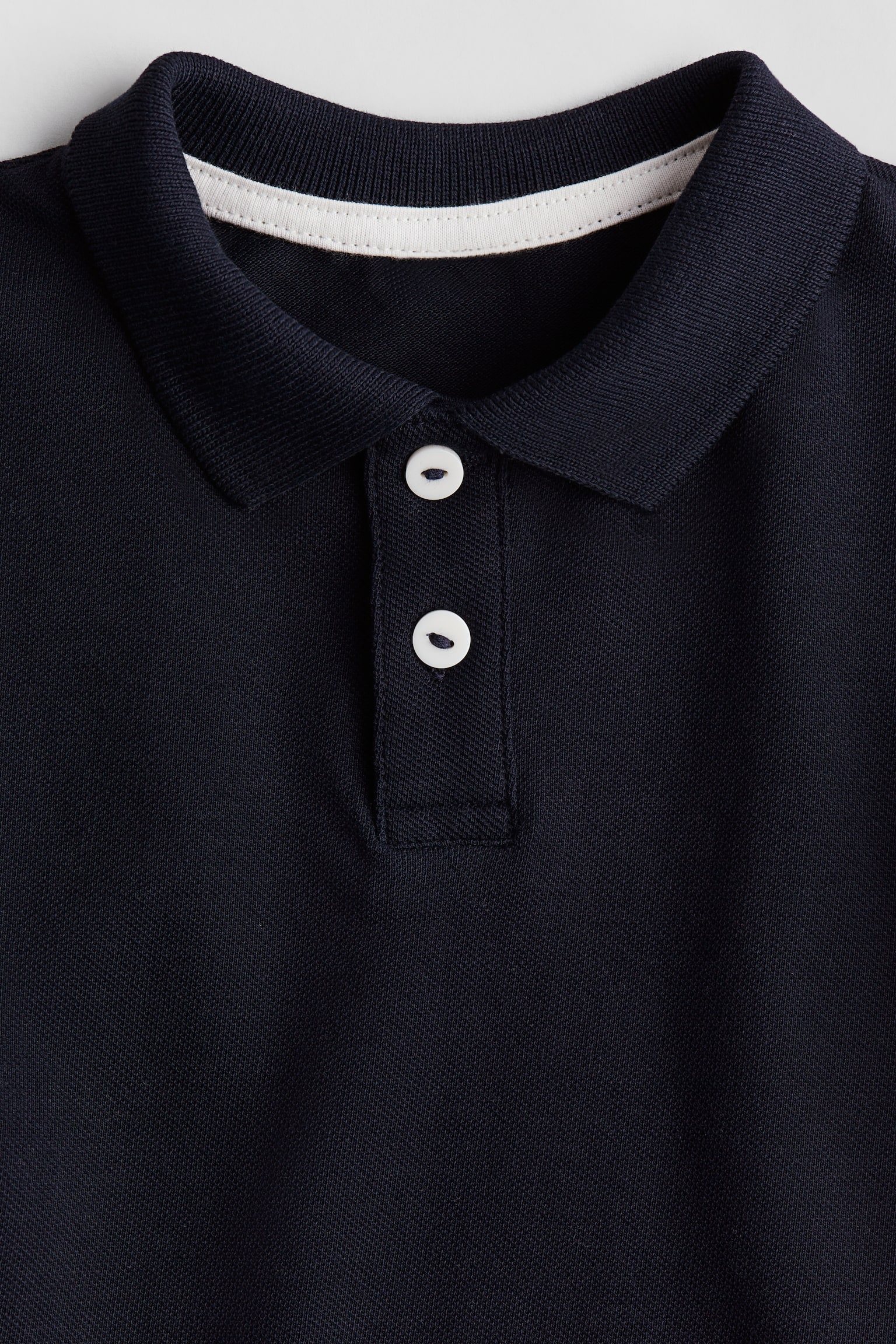 Cotton piqué polo shirt - Navy blue/White - 2