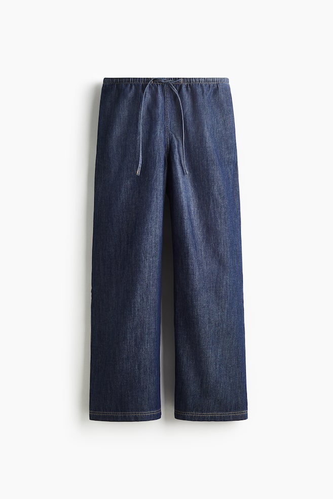 Pantalon en denim avec cordon de serrage - Bleu denim foncé/Bleu denim/Bleu denim pâle/Noir/délavé - 1