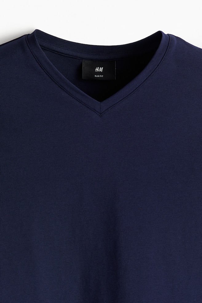 Slim Fit V-neck T-shirt - Navy blue - Men | H&M US