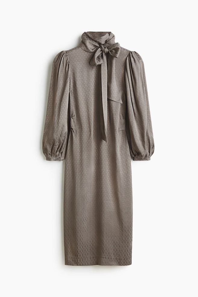 Robe en satin avec col lavallière - Violet clair - 1