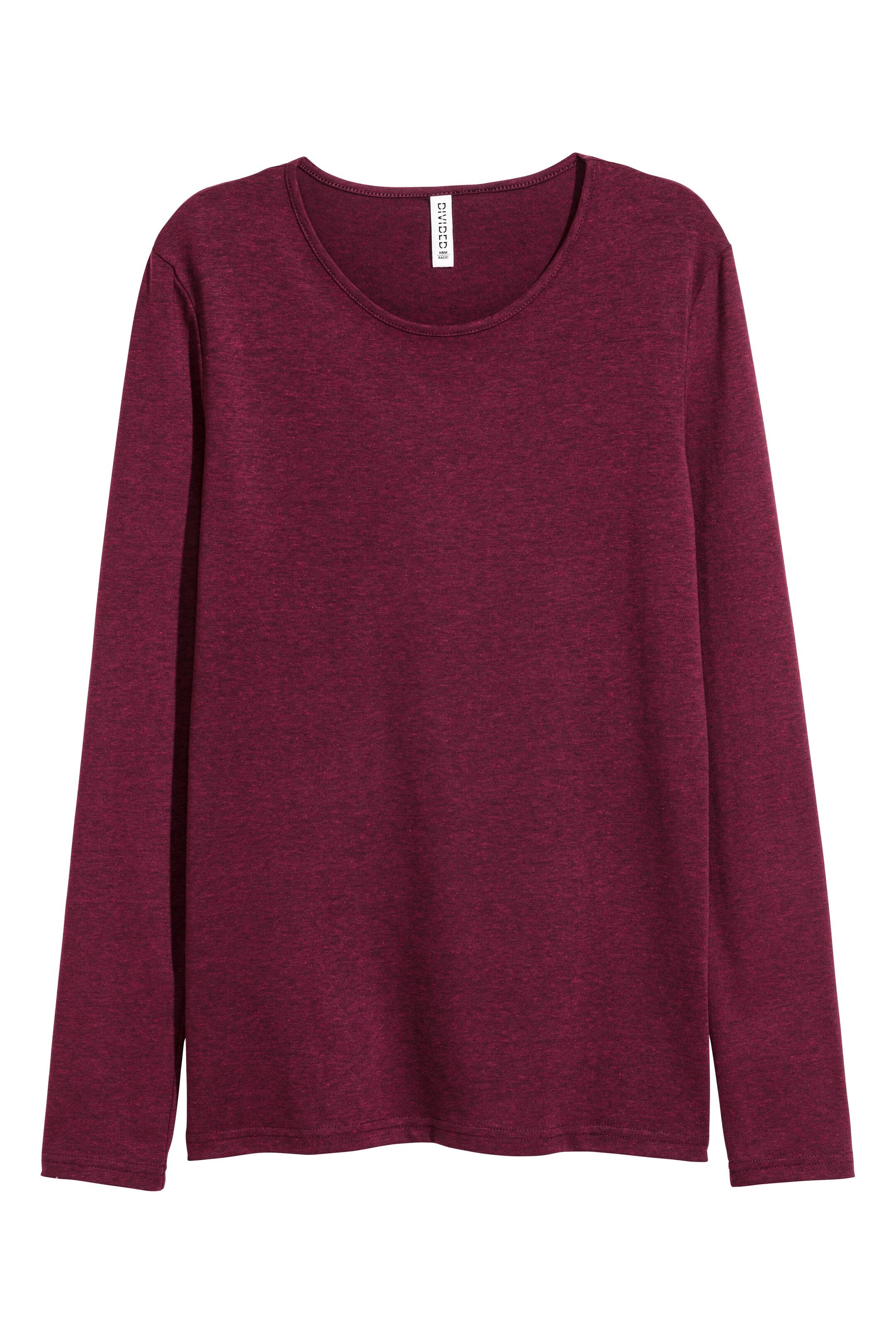 Vezi imaginea mai mare: Bluză din jerseu - Roşu-burgund melanj - FEMEI | H&M RO 1