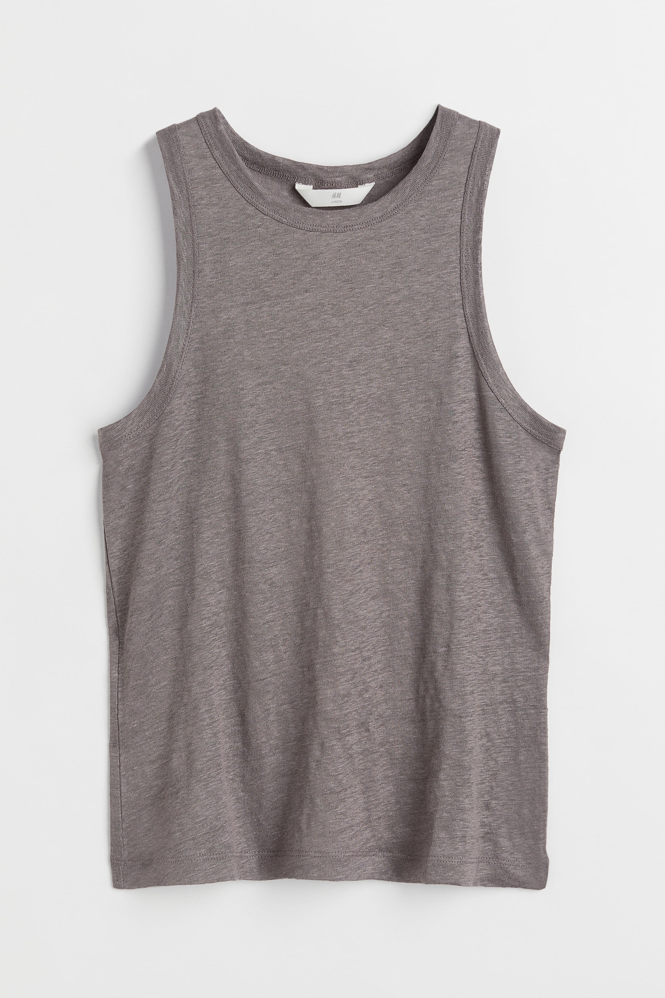 Linen Jersey Tank Top - Dark gray melange - Ladies | H&M US